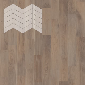 Паркет Елка Французская Lab Arte Chevron Дуб Селект Беж лак 400/328х125х14/3/60° в интерьере