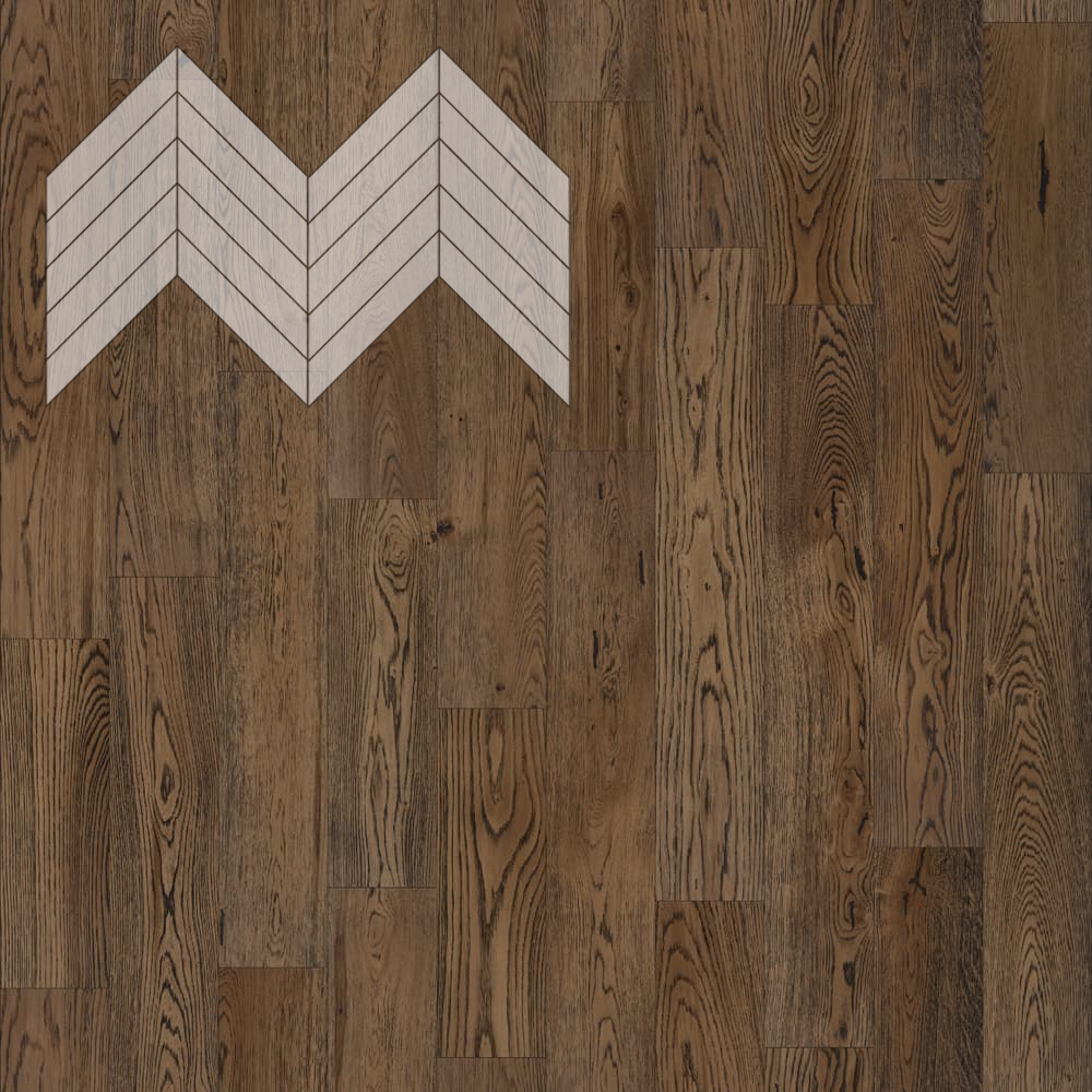 Паркет Елка Французская Lab Arte Chevron Дуб Селект Затертый лак 600/510х90х14/3/45°