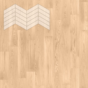 Паркет Елка Французская Lab Arte Chevron Дуб Селект Блонд лак 400/348х90х14/3/60° в интерьере