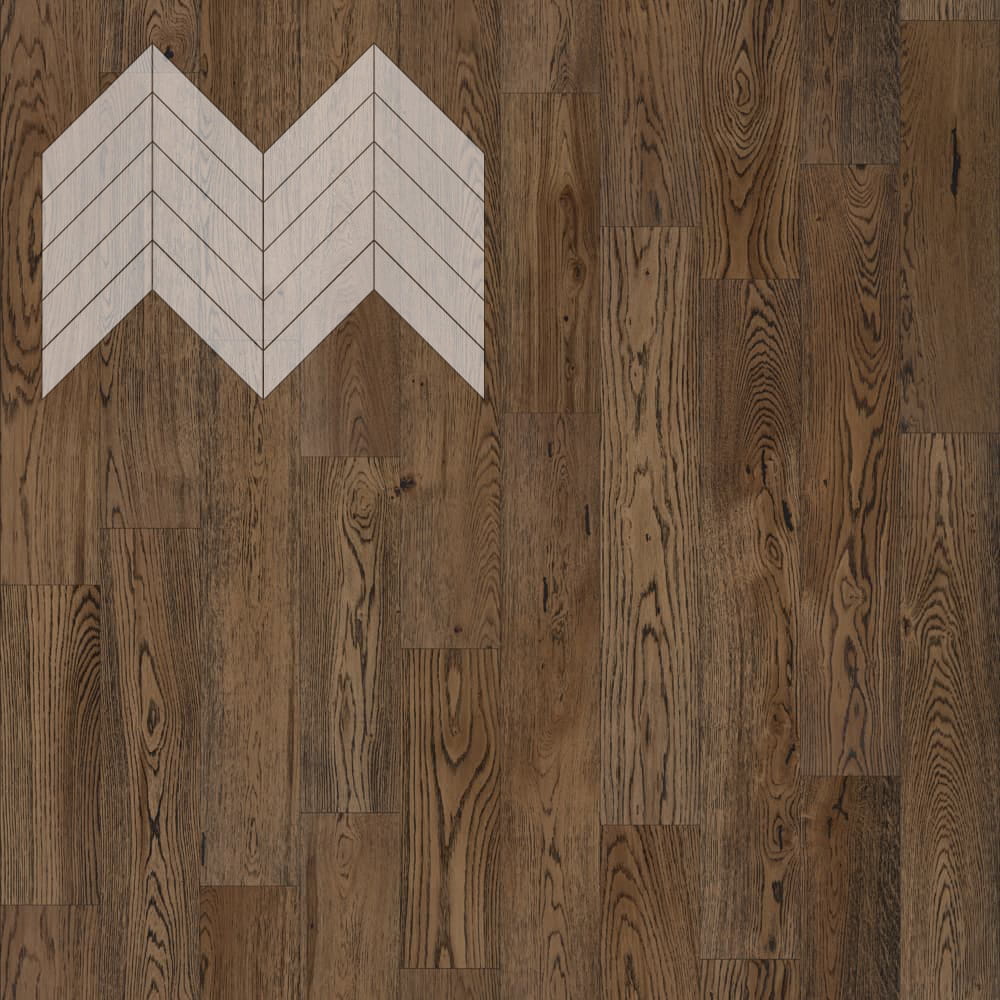 Паркет Елка Французская Lab Arte Chevron Дуб Натур Затертый лак 600/490х110х14/3/45°