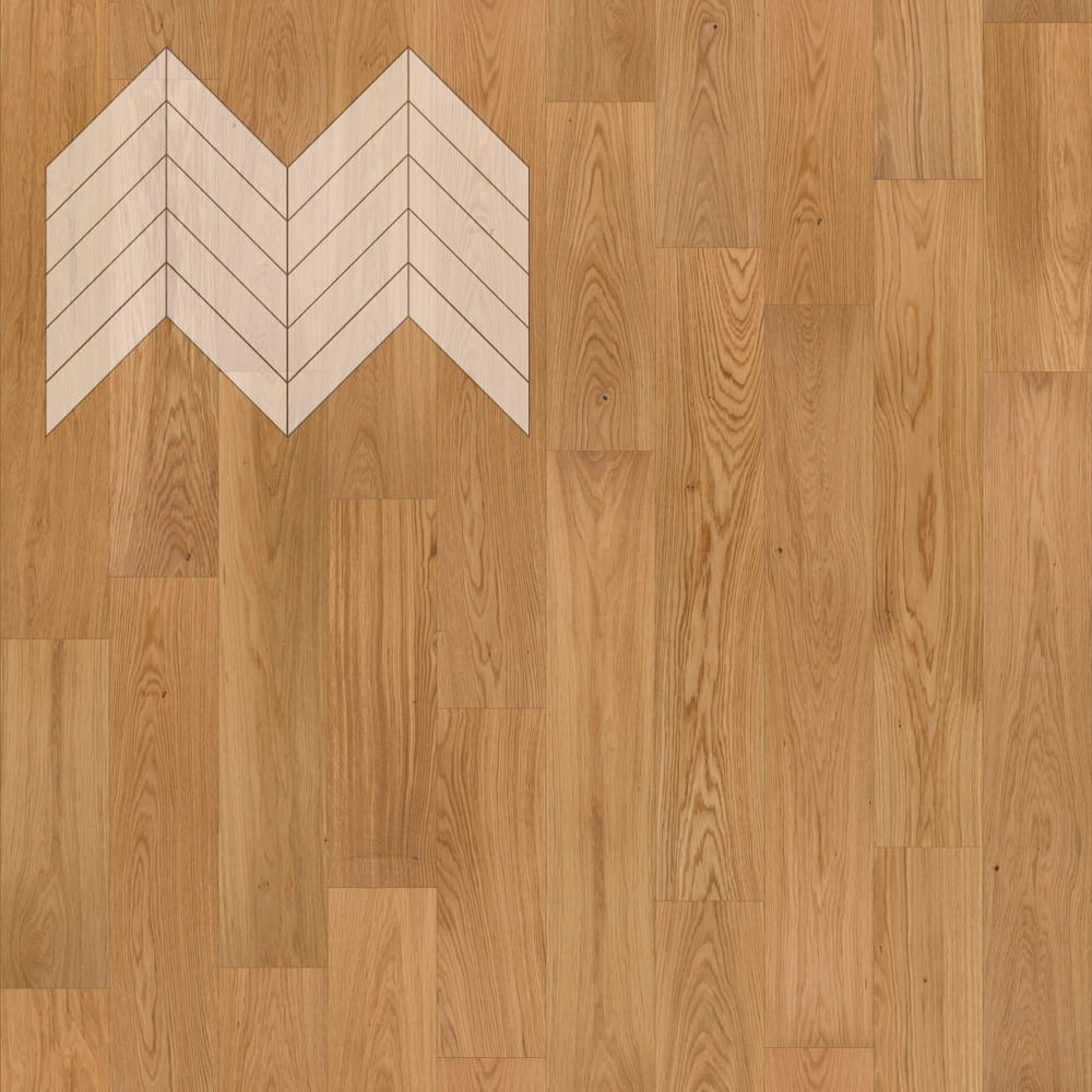 Паркет Елка Французская Lab Arte Chevron Дуб Натур Прозрачное масло 600/490х110х14/3/45°