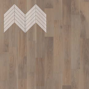 Паркет Елка Французская Lab Arte Chevron Дуб Селект Беж лак 600/510х90х14/3/45° в интерьере