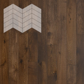 Паркет Елка Французская Lab Arte Chevron Дуб Натур Коньяк лак 400/328х125х14/3/60° в интерьере